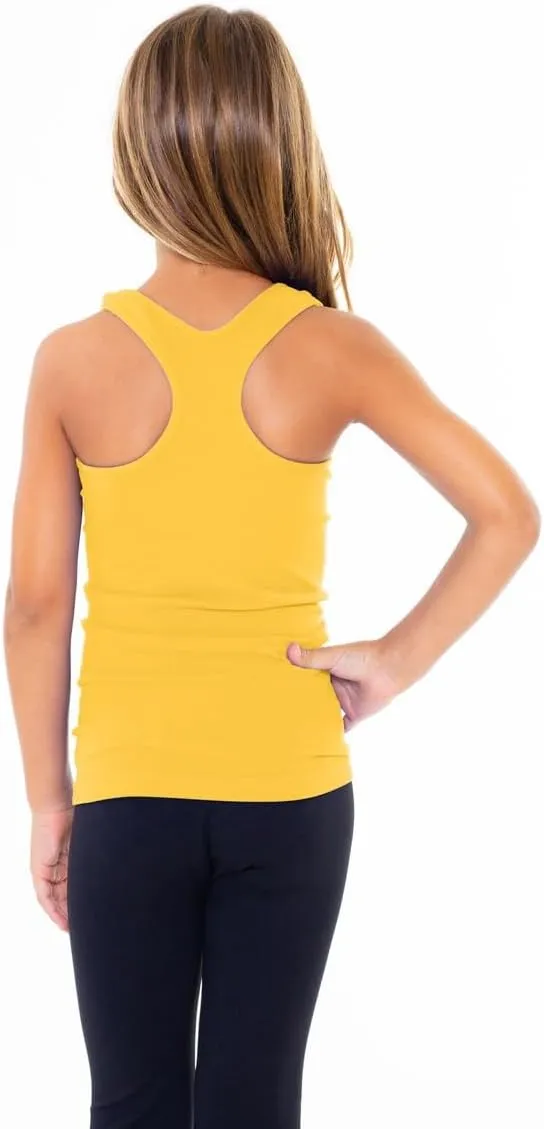 Girls Tank Tops - Racerback Athletic Dance Tops for Cheer Practice Wear - Fits Ages 7-10