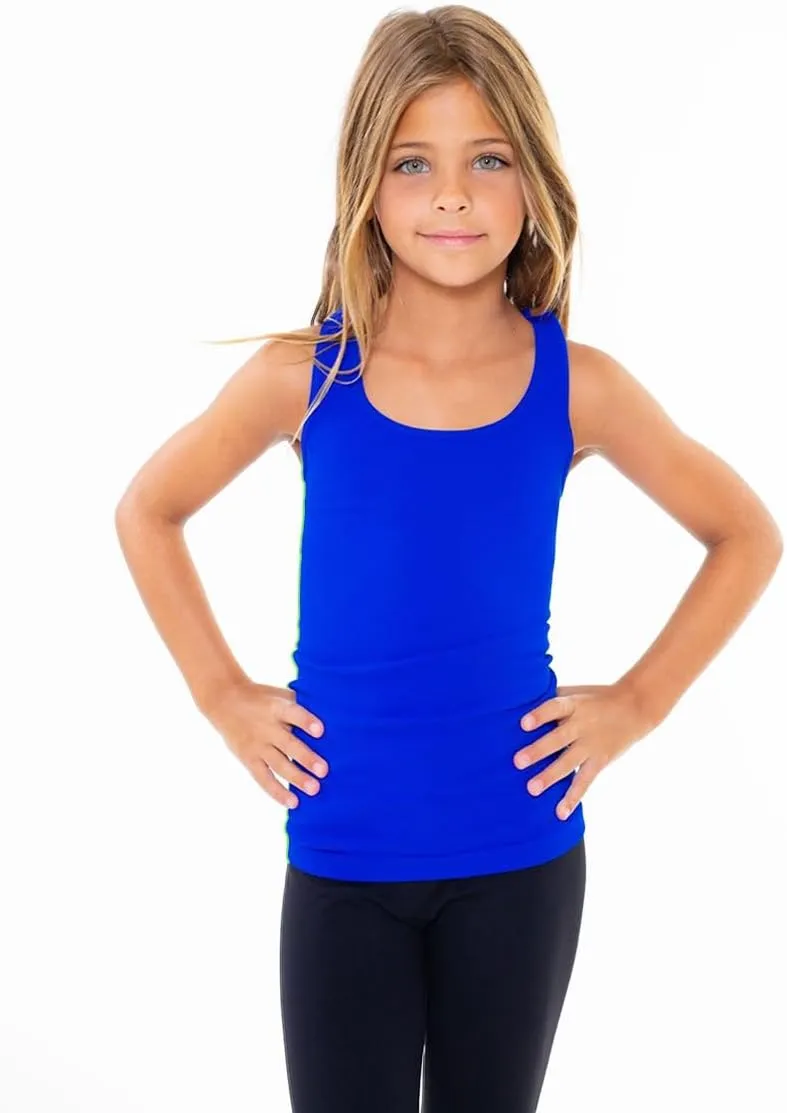 Girls Tank Tops - Racerback Athletic Dance Tops for Cheer Practice Wear - Fits Ages 7-10