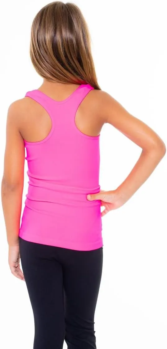 Girls Tank Tops - Racerback Athletic Dance Tops for Cheer Practice Wear - Fits Ages 7-10