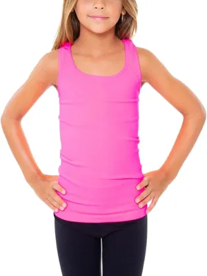 Girls Tank Tops - Racerback Athletic Dance Tops for Cheer Practice Wear - Fits Ages 7-10