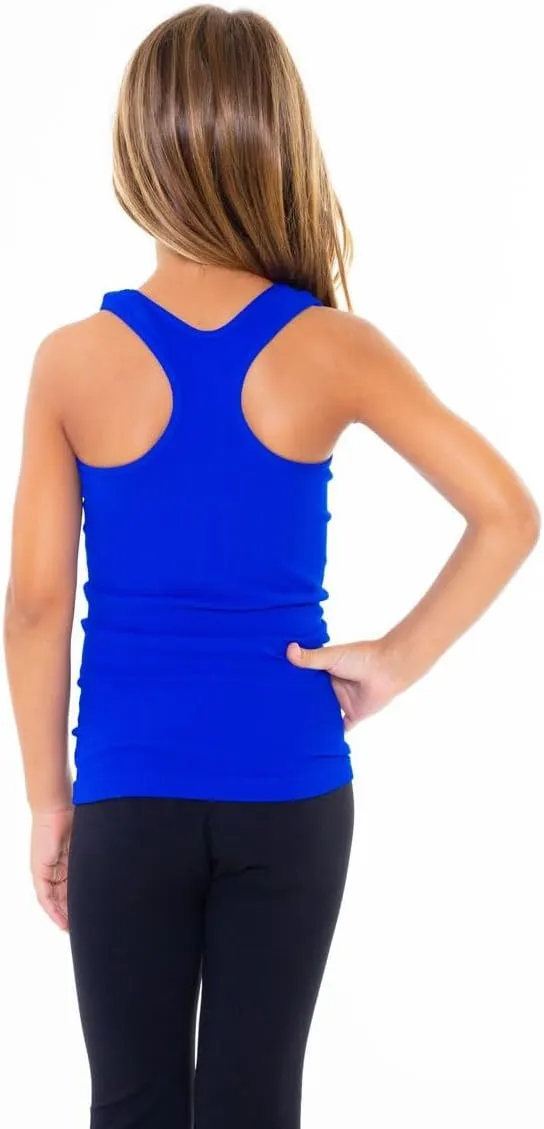Girls Tank Tops - Racerback Athletic Dance Tops for Cheer Practice Wear - Fits Ages 7-10