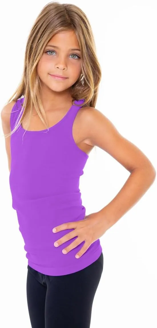 Girls Tank Tops - Racerback Athletic Dance Tops for Cheer Practice Wear - Fits Ages 7-10