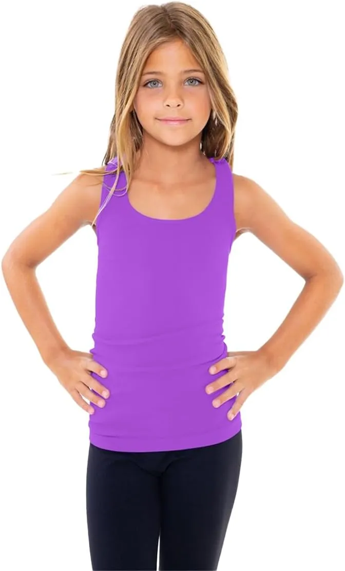 Girls Tank Tops - Racerback Athletic Dance Tops for Cheer Practice Wear - Fits Ages 7-10