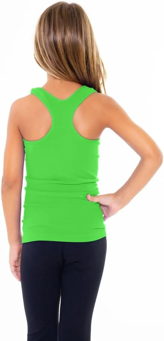 Girls Tank Tops - Racerback Athletic Dance Tops for Cheer Practice Wear - Fits Ages 7-10