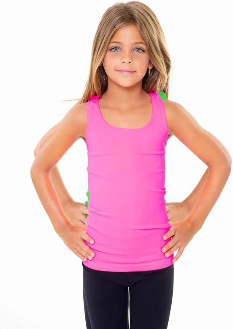 Girls Tank Tops - Racerback Athletic Dance Tops for Cheer Practice Wear - Fits Ages 7-10