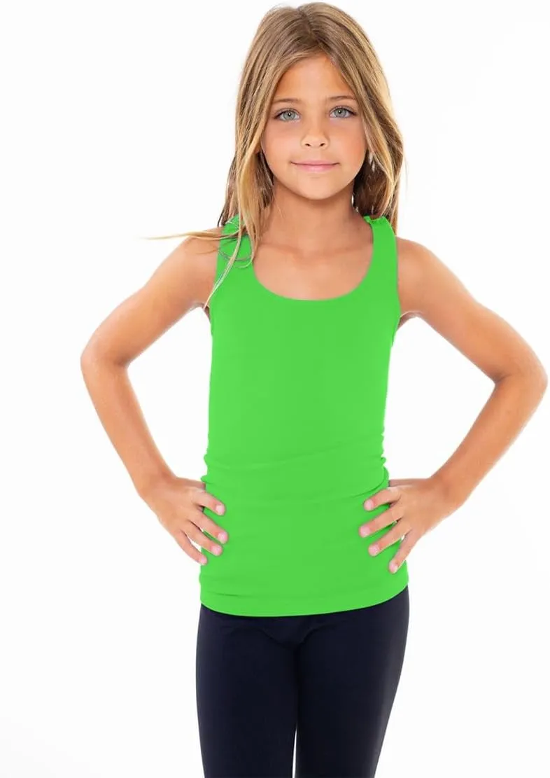 Girls Tank Tops - Racerback Athletic Dance Tops for Cheer Practice Wear - Fits Ages 7-10