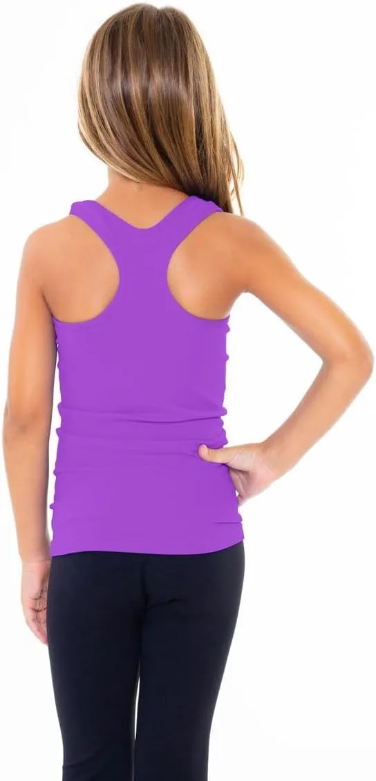 Girls Tank Tops - Racerback Athletic Dance Tops for Cheer Practice Wear - Fits Ages 7-10