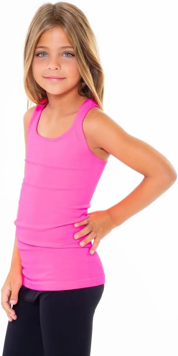 Girls Tank Tops - Racerback Athletic Dance Tops for Cheer Practice Wear - Fits Ages 7-10