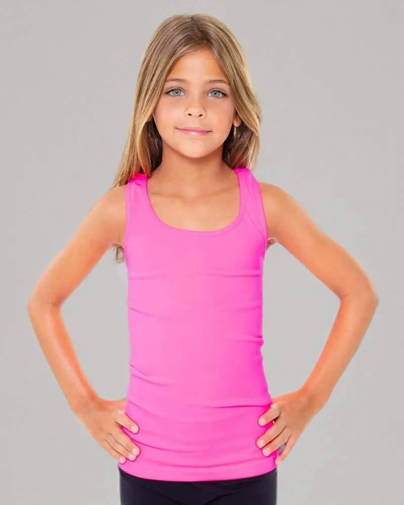 Girls Tank Tops - Racerback Athletic Dance Tops for Cheer Practice Wear - Fits Ages 7-10