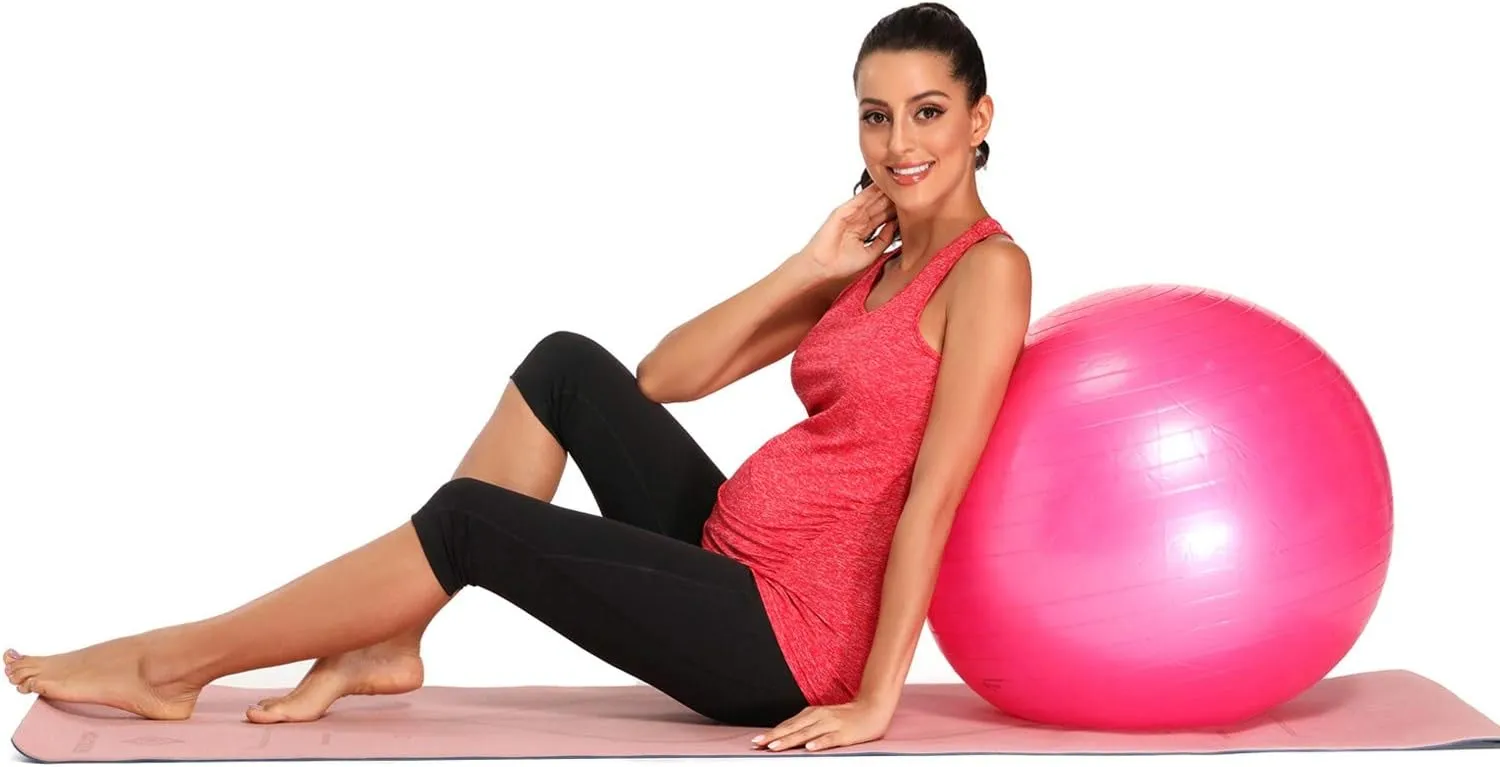 Glampunch 3PCS Maternity Yoga Tops Sleeveless Racerback Workout Athletic Maternity Tank Tops Pregnancy T-Shirt