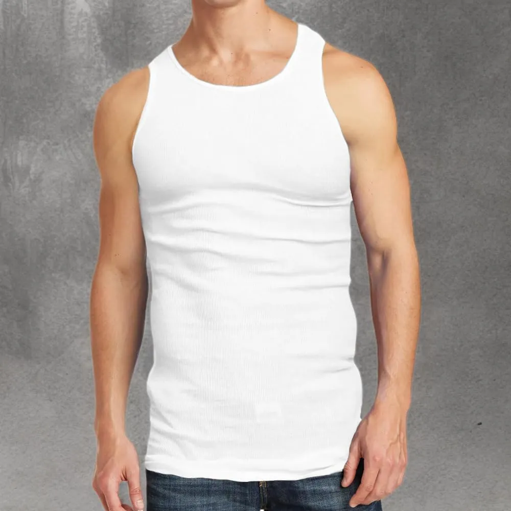 Glory Max 4-6 Pack Men 100% Cotton Ribbed Plain Tank Tops Wife Beater A-Shirts Undershirts