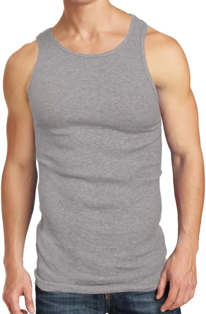 Glory Max 4-6 Pack Men 100% Cotton Ribbed Plain Tank Tops Wife Beater A-Shirts Undershirts