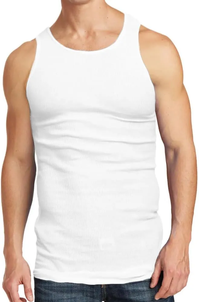 Glory Max 4-6 Pack Men 100% Cotton Ribbed Plain Tank Tops Wife Beater A-Shirts Undershirts