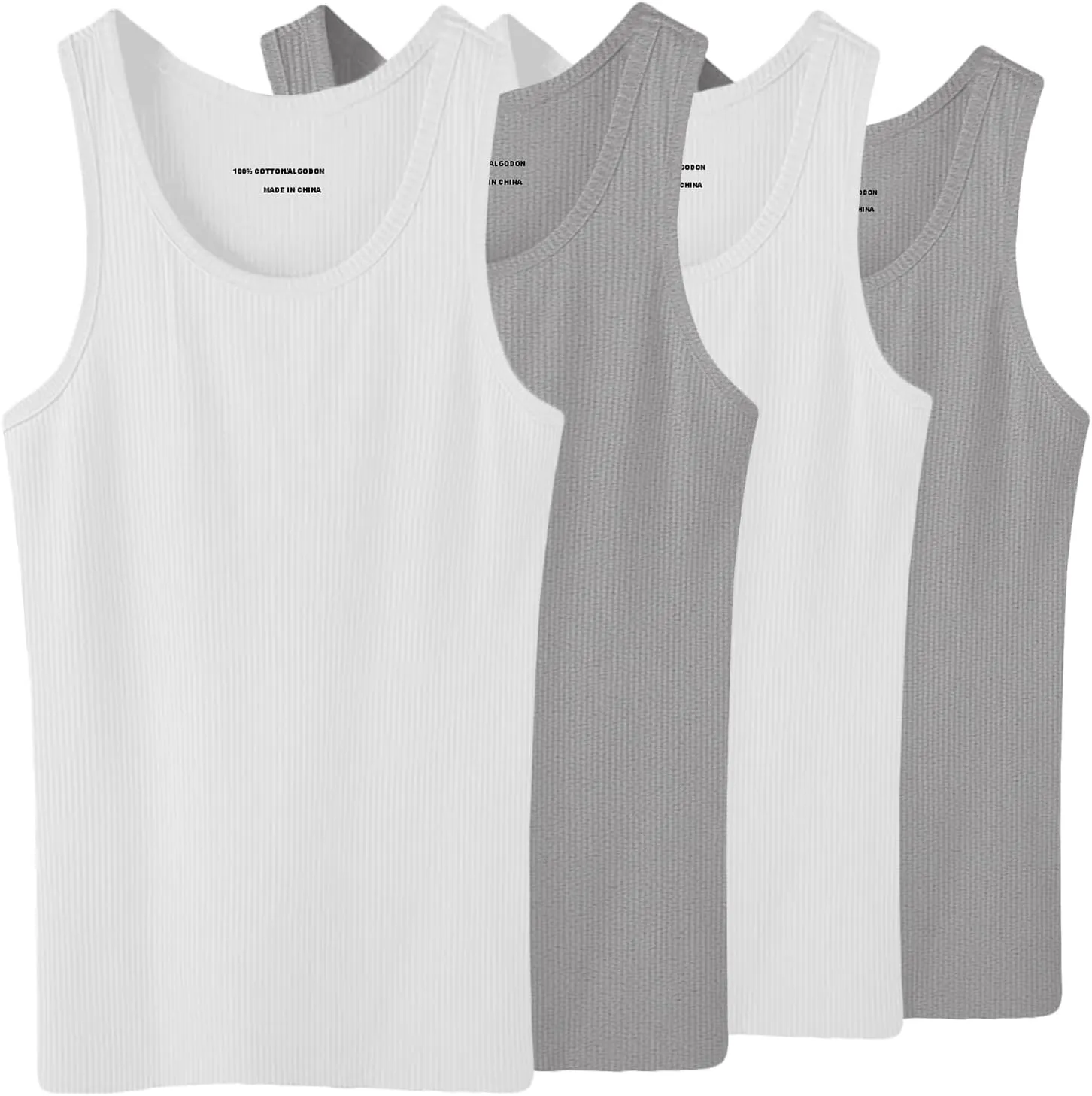Glory Max 4-6 Pack Men 100% Cotton Ribbed Plain Tank Tops Wife Beater A-Shirts Undershirts