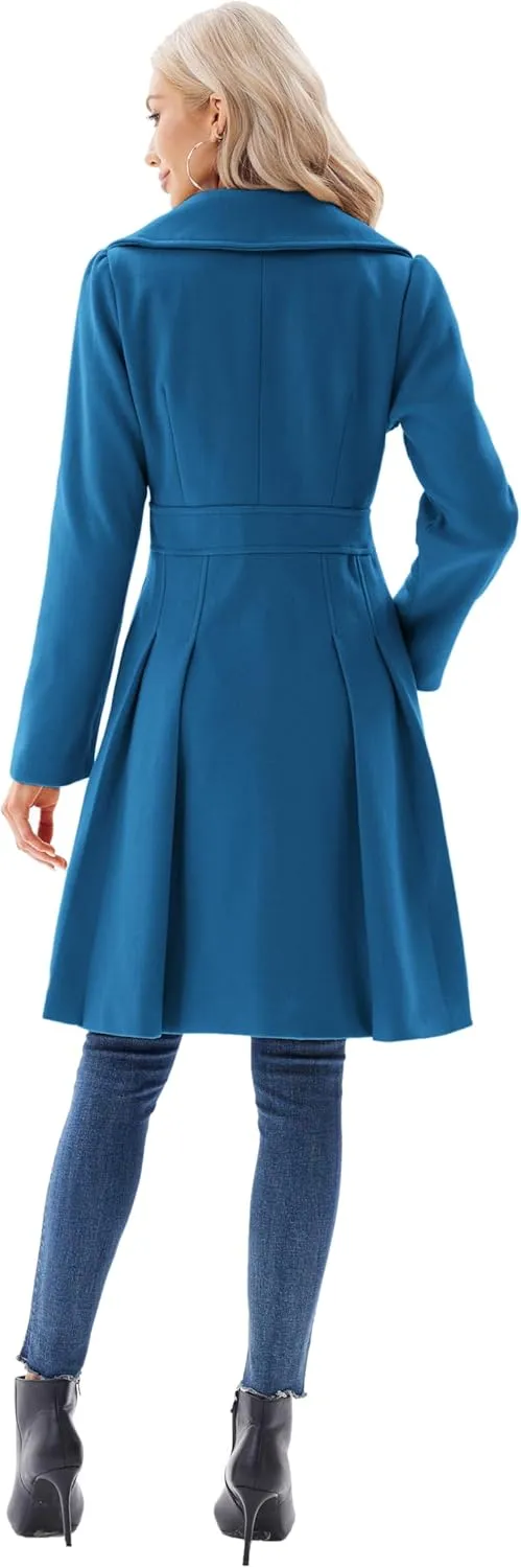 GRACE KARIN 2024 Women's Fashion Trench Coat Notch Lapel Double Breasted Thick A Line Pea Coats Jacket with Pockets(S-2XL)