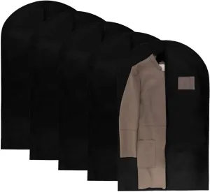 Habrur Clothes Cover 40 Inch Garment Bags Clothes Cover Suit Bags for Travel Jackets Dresses Gowns Suit Bags (Color : Black, Size : 5pcs)