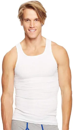 Hanes Men's 100% Cotton White A-Shirts Tagless Undershirts Tanks Tank Tops