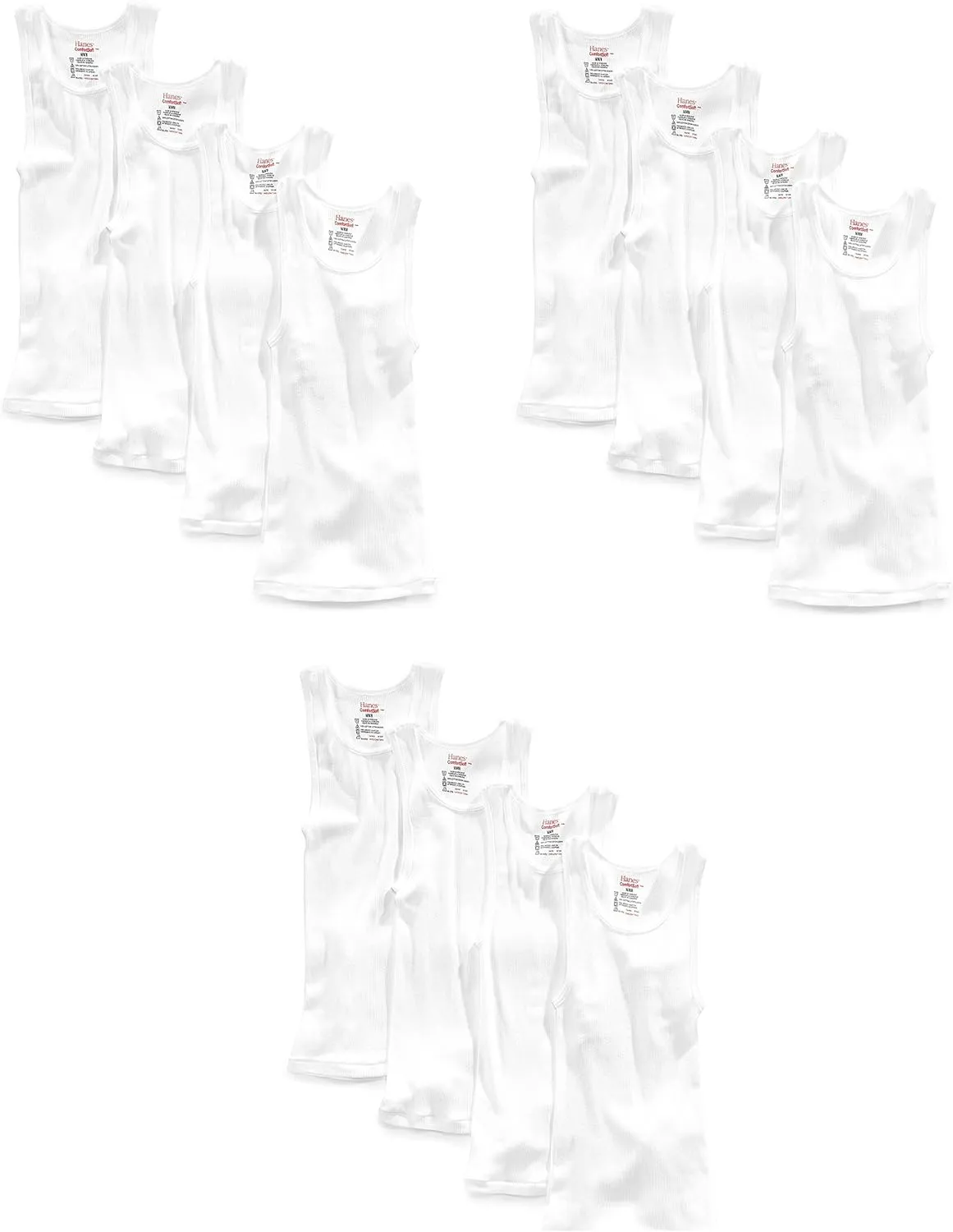 Hanes Men's Cotton Tank Undershirts 12-Pack