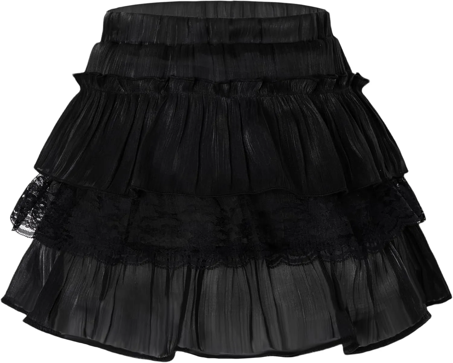 Happy Cherry Girls Summer Mini Skirts Elastic Waisted Tiered Ruffle Skirt with Shorts