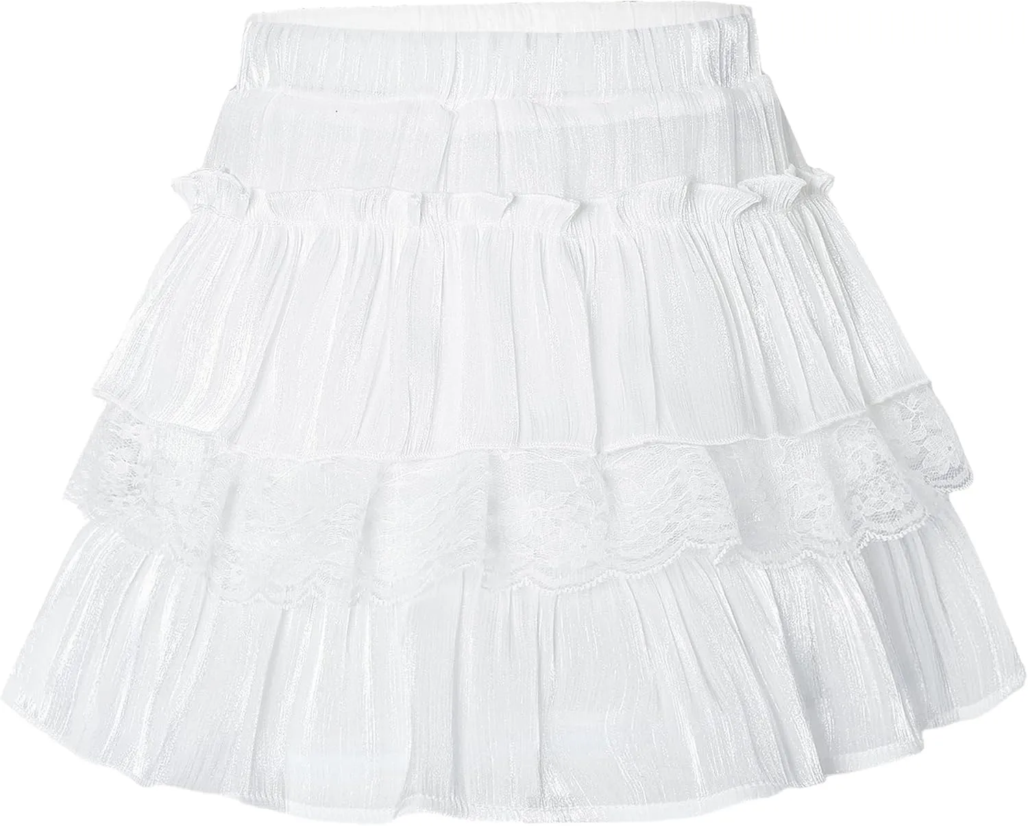 Happy Cherry Girls Summer Mini Skirts Elastic Waisted Tiered Ruffle Skirt with Shorts