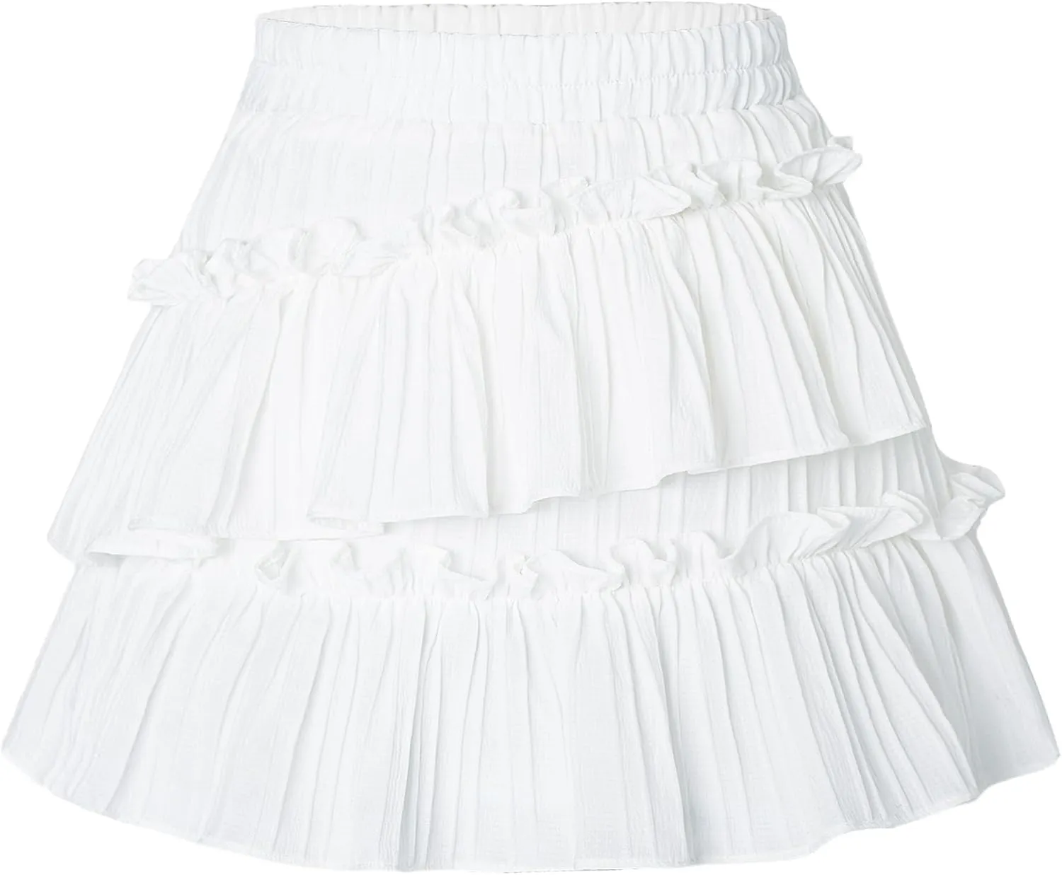 Happy Cherry Girls Summer Mini Skirts Elastic Waisted Tiered Ruffle Skirt with Shorts