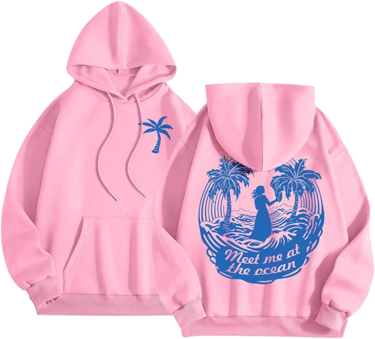 Hoodies for Teen Girls Trendy 2024 Graphic Long Sleeve Preppy PPP Hoodies Pink Pom Puff Pullover Cute Oversized Sweatshirts Cute Hoodies for Women All Deals