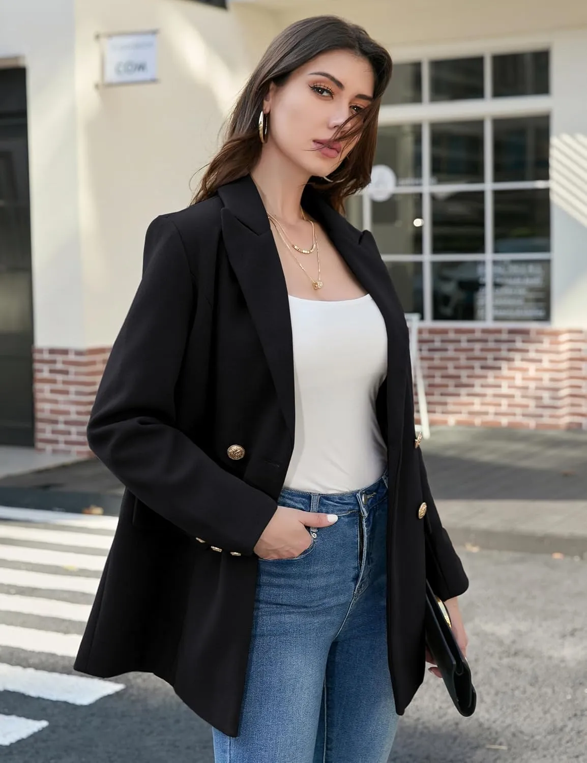 IDEALSANXUN Womens Wool Coat Double Breasted Trench Coat Fall Winter Clothes