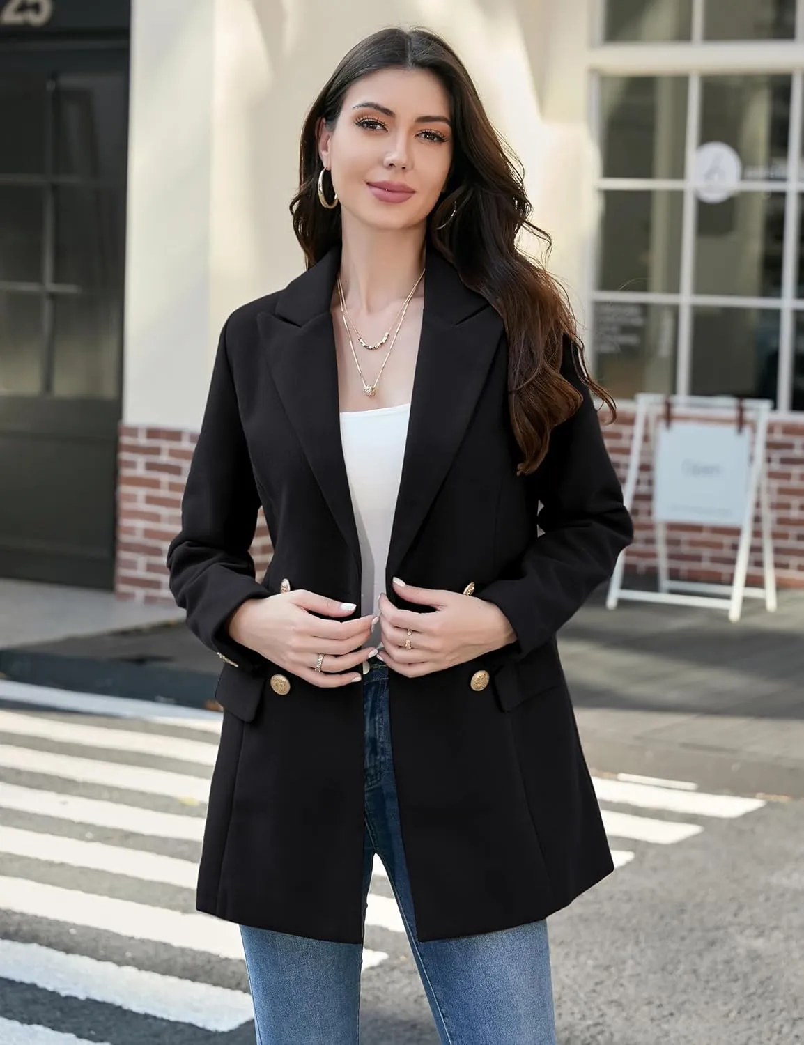 IDEALSANXUN Womens Wool Coat Double Breasted Trench Coat Fall Winter Clothes