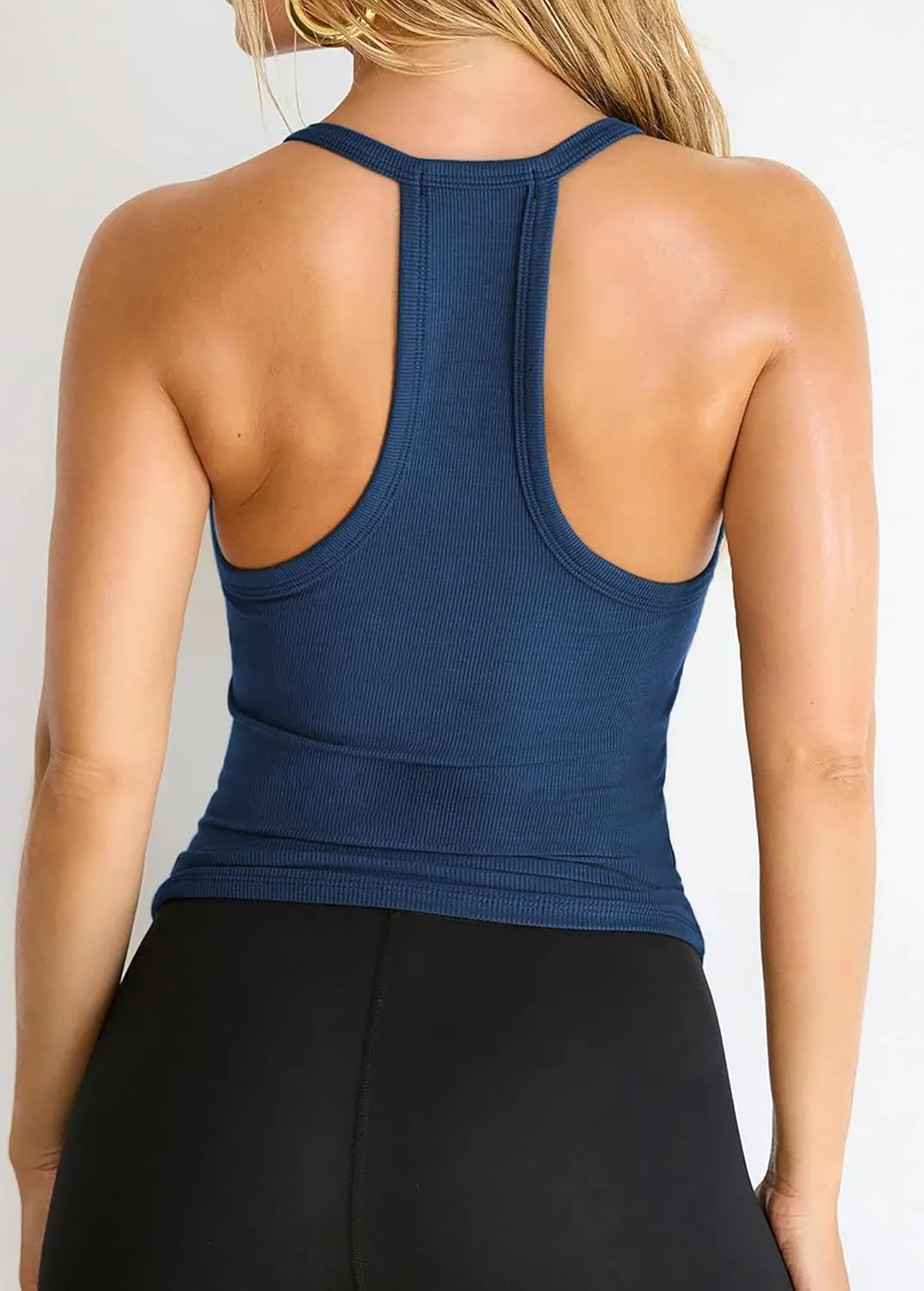 iGENJUN 3 Pack Workout Tops for Women Racerback Basic Tank Summer 2025 Camisole V Neck Slim Fit Ribbed Sleeveless