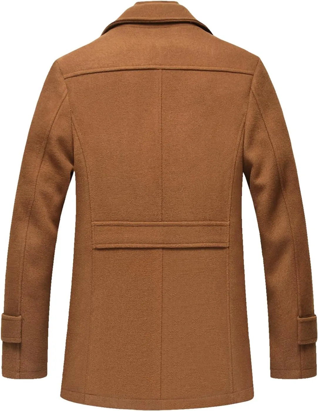 INVACHI Men's Wool Blend Coat Warm Winter Trench Coat with Detachable Soft Scarf Single Breasted Pea Coat