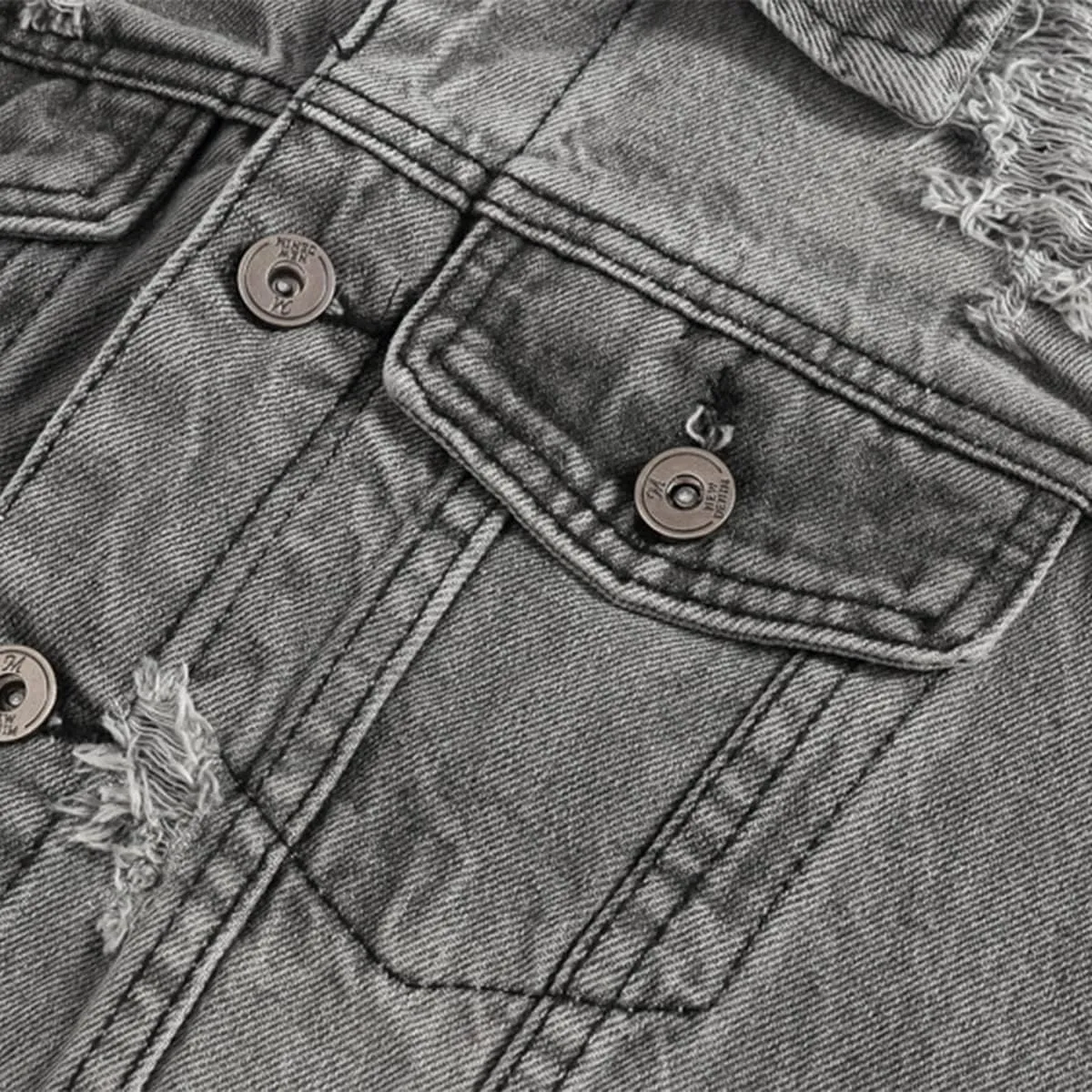 Iynnijoy Men's Denim Vest Destroyed Sleeveless Casual Cowboy Slim Waistcoat Pockets