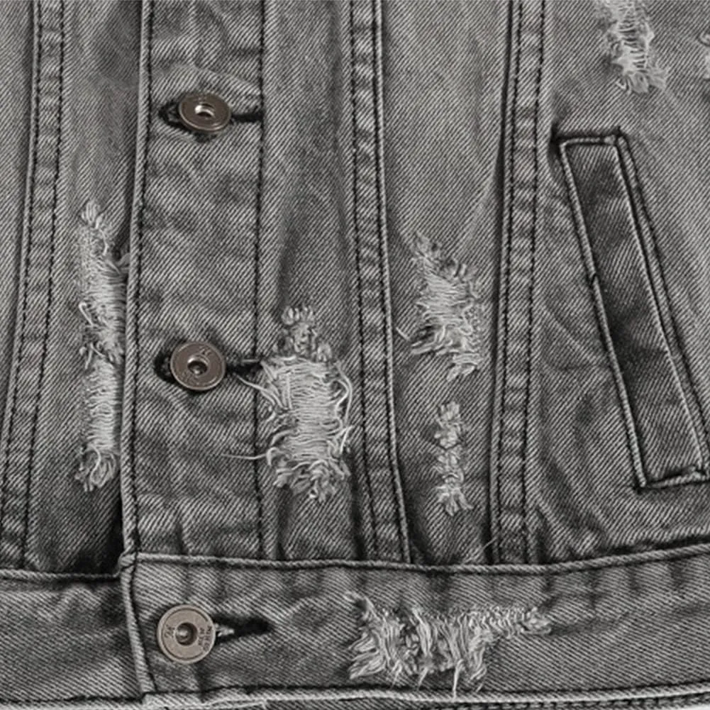 Iynnijoy Men's Denim Vest Destroyed Sleeveless Casual Cowboy Slim Waistcoat Pockets