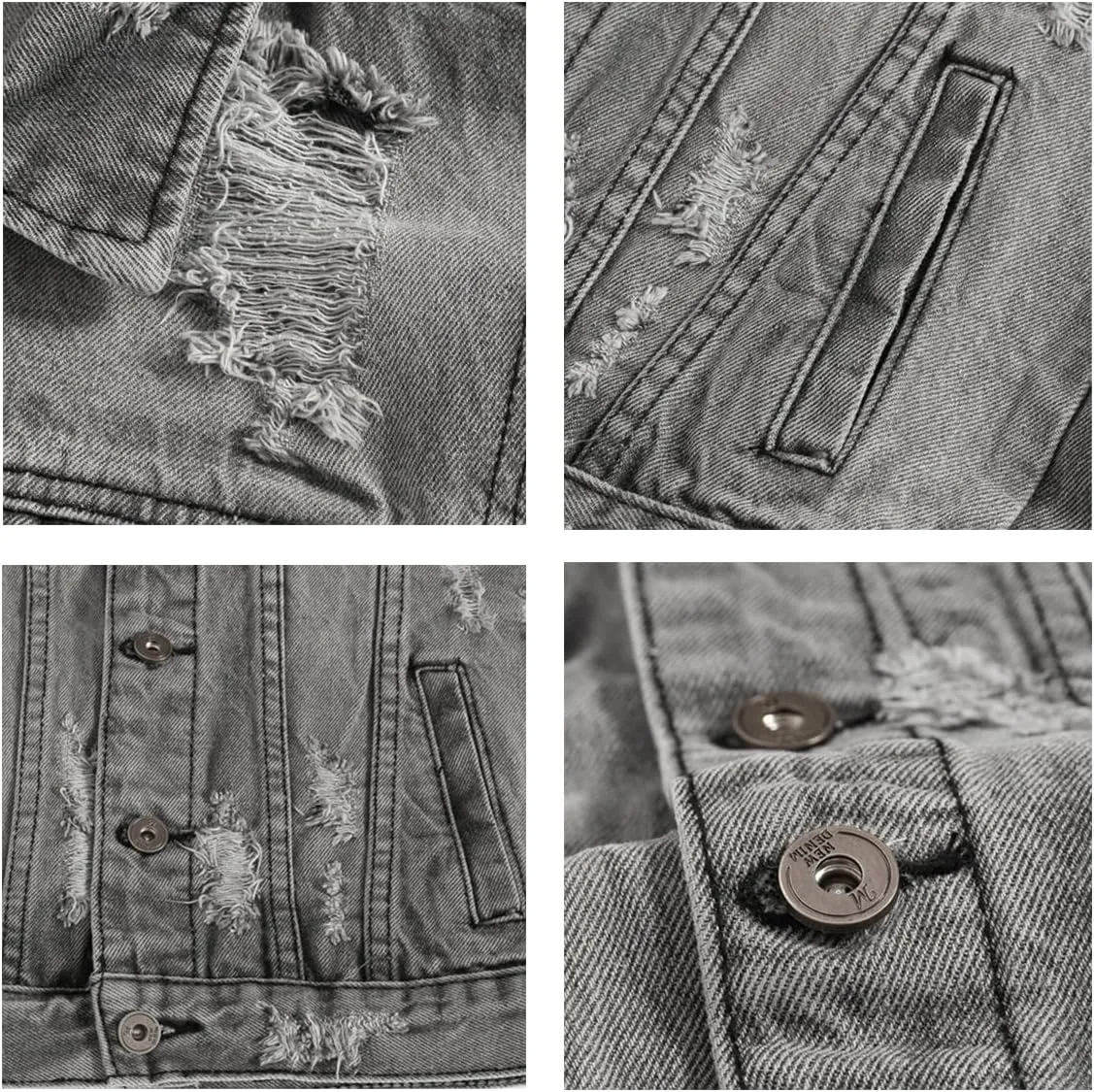 Iynnijoy Men's Denim Vest Destroyed Sleeveless Casual Cowboy Slim Waistcoat Pockets
