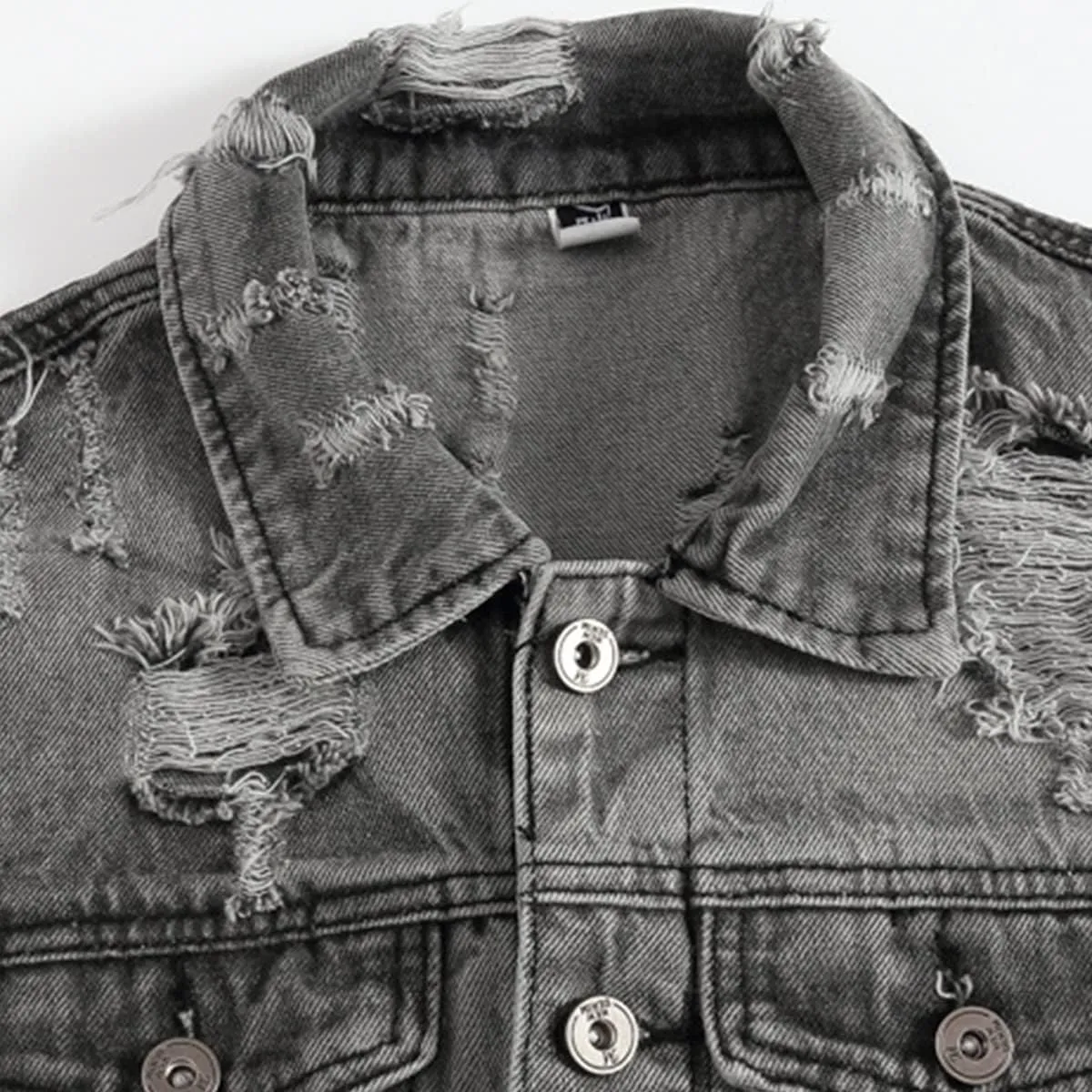 Iynnijoy Men's Denim Vest Destroyed Sleeveless Casual Cowboy Slim Waistcoat Pockets