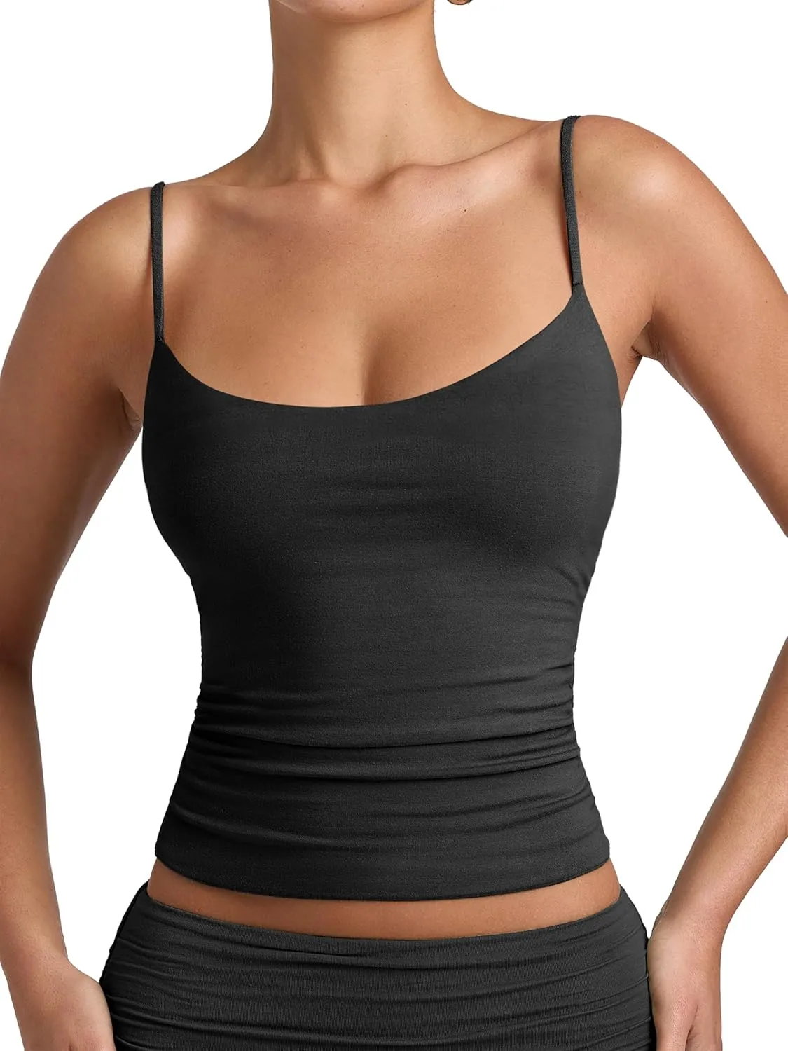 Jar of Love Women's Double Lined Spaghetti Scoop Neck Tank Tops 2025 Adjustable Cute Summer Sleeveless Tops