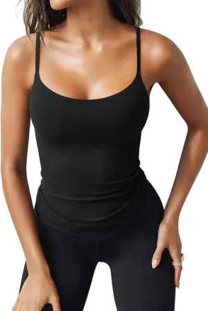 Jar of Love Women's Double Lined Spaghetti Scoop Neck Tank Tops 2025 Adjustable Cute Summer Sleeveless Tops