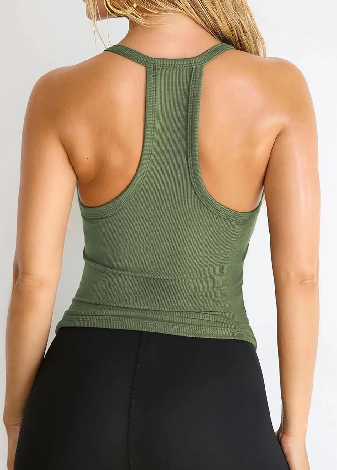 Jar of Love Workout Tank Tops for Women V Neck Racerback Slim Fit Ribbed Sapghetti Tank Fitted Basic Cami Tops