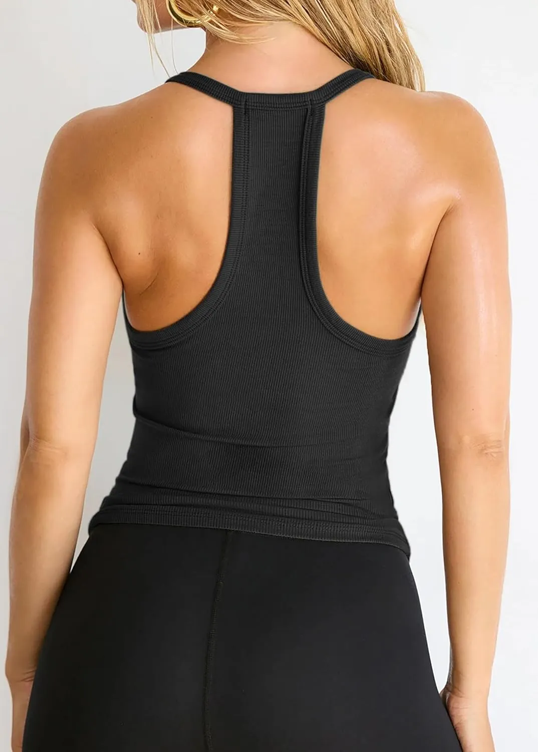 Jar of Love Workout Tank Tops for Women V Neck Racerback Slim Fit Ribbed Sapghetti Tank Fitted Basic Cami Tops