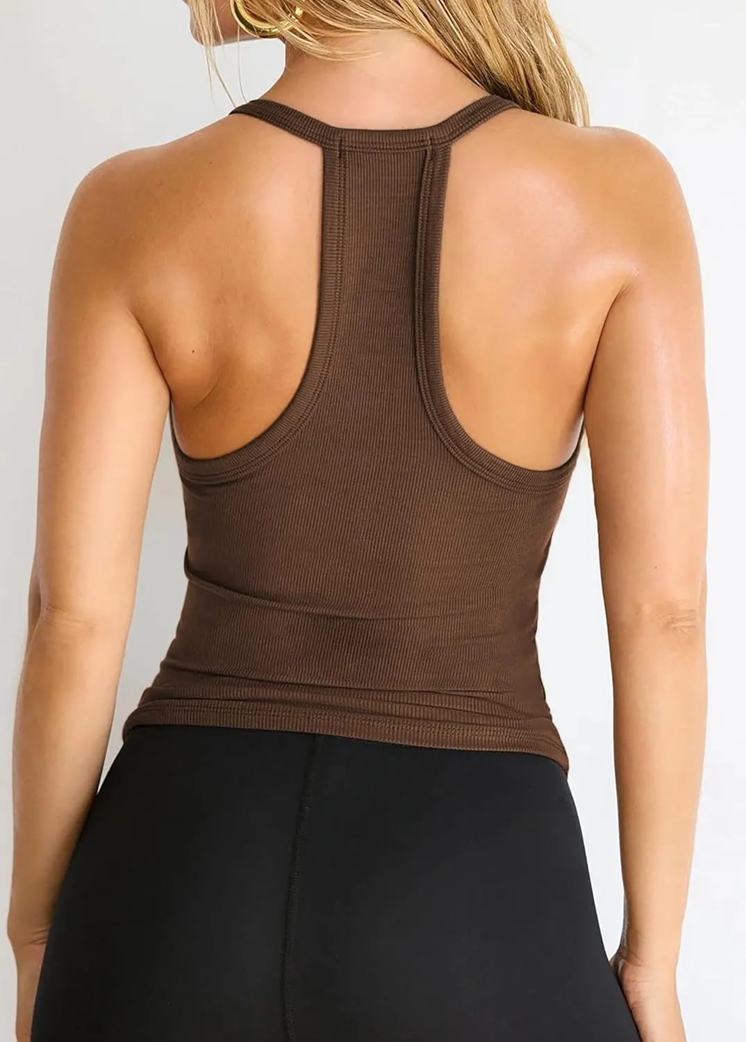 Jar of Love Workout Tank Tops for Women V Neck Racerback Slim Fit Ribbed Sapghetti Tank Fitted Basic Cami Tops