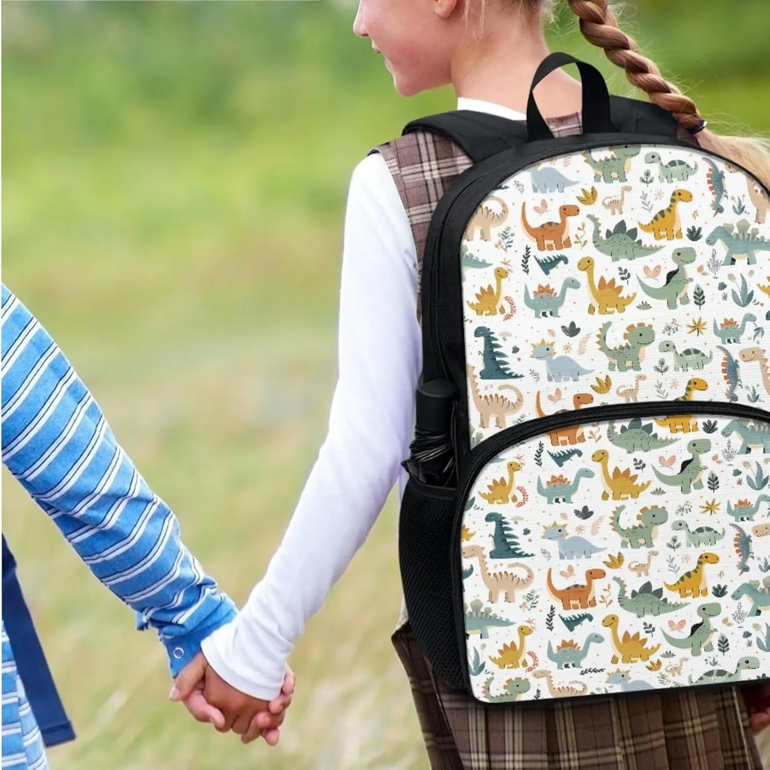 Kawaii Dinosaurs Backpacks for Boys with Lunch Box Multi-Functional Shoulder Bag for School Teens Freezable Lunch Bag with Strap for Picnic Shopping Hiking