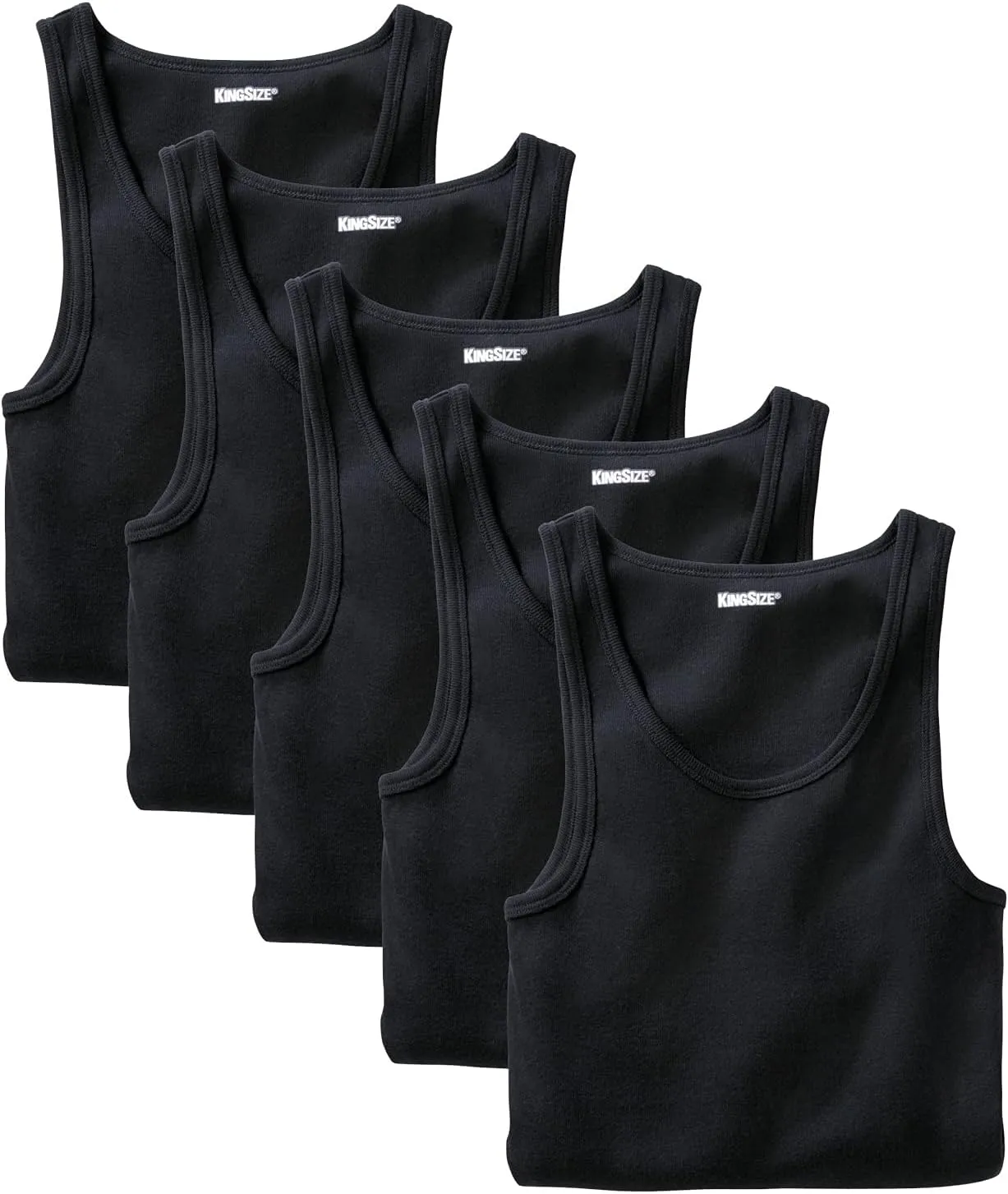 KingSize Men's Big & Tall 3-Pack Ribbed Cotton Tank Undershirt