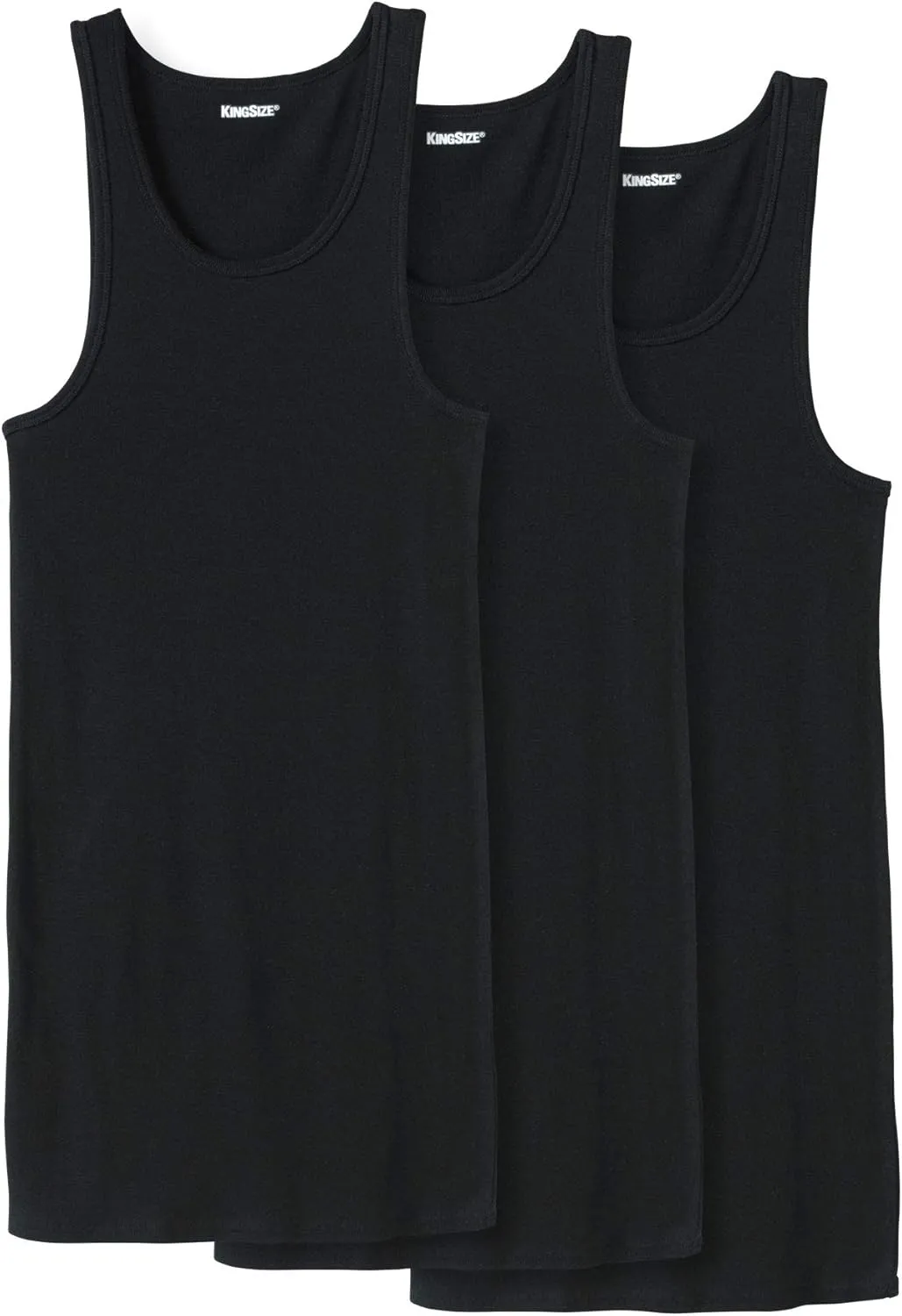 KingSize Men's Big & Tall 3-Pack Ribbed Cotton Tank Undershirt