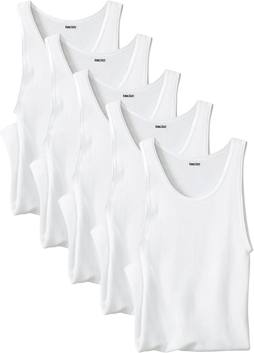 KingSize Men's Big & Tall 3-Pack Ribbed Cotton Tank Undershirt