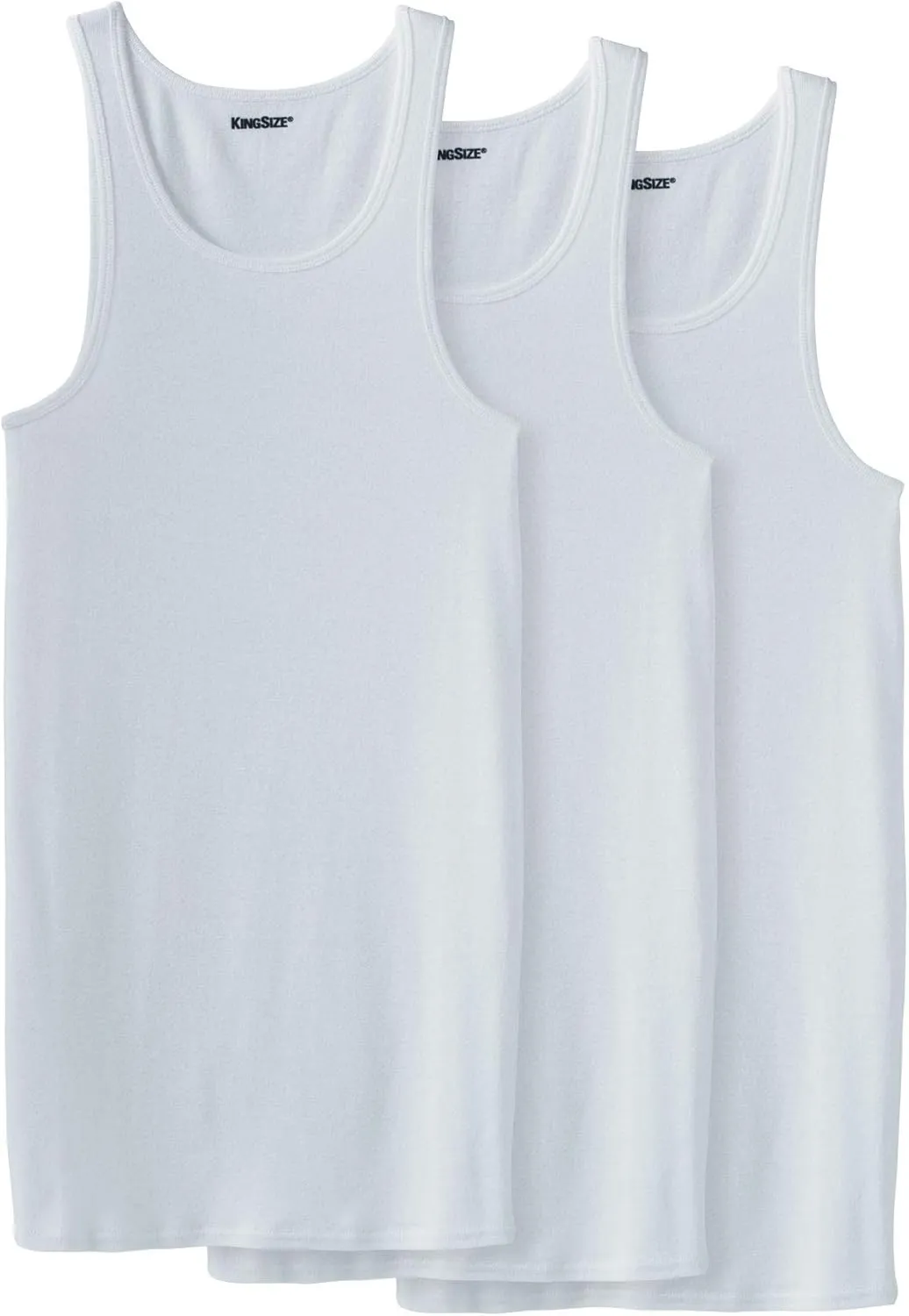 KingSize Men's Big & Tall 3-Pack Ribbed Cotton Tank Undershirt