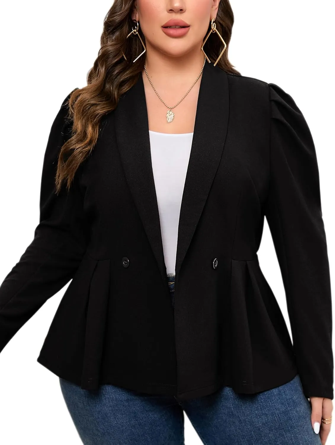 KOJOOIN Womens Plus Size Business Casual Blazers for Work Long Sleeve Shawl Lapel Knit Blazer Suit Jackets