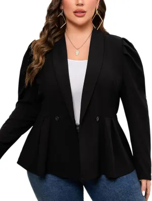 KOJOOIN Womens Plus Size Business Casual Blazers for Work Long Sleeve Shawl Lapel Knit Blazer Suit Jackets