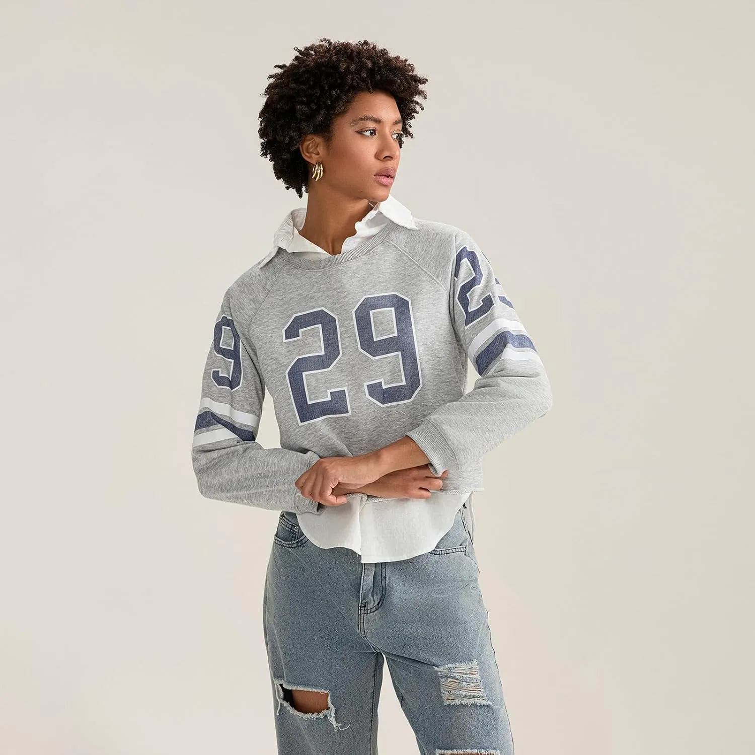 KOSUSANILL Oversized Sweatshirt for Women Y2K Graphic Crewneck Pullover Sweater Loose Fit Long Sleeve T-Shirt Top Fall