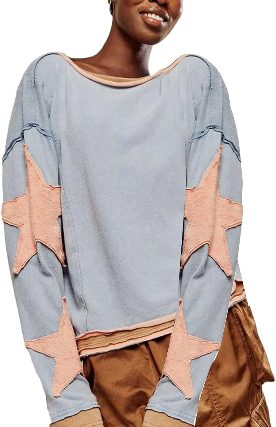 KOSUSANILL Oversized Sweatshirt for Women Y2K Graphic Crewneck Pullover Sweater Loose Fit Long Sleeve T-Shirt Top Fall
