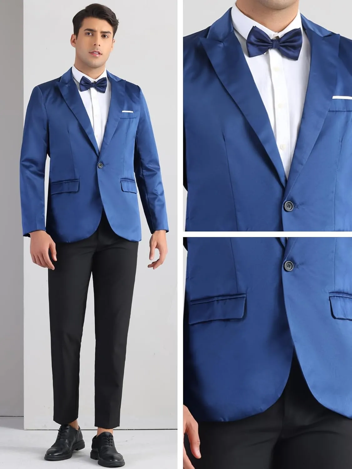 Lars Amadeus Formal Blazer for Men's Single Breasted Peak Lapel Business Suit Jacket Classic Sport Coats