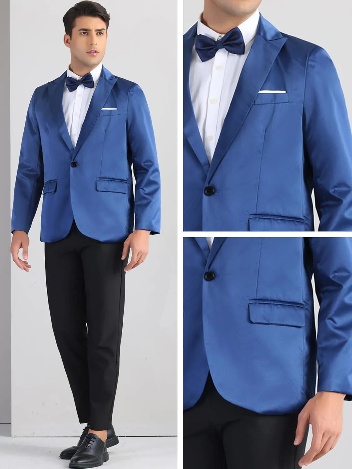 Lars Amadeus Formal Blazer for Men's Single Breasted Peak Lapel Business Suit Jacket Classic Sport Coats